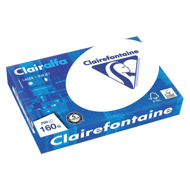 CLAIREFONTAINE - Copier Paper Clairefontaine Clairalfa A4 160GR WT | Pak une feuille de 250 | 4 pièces