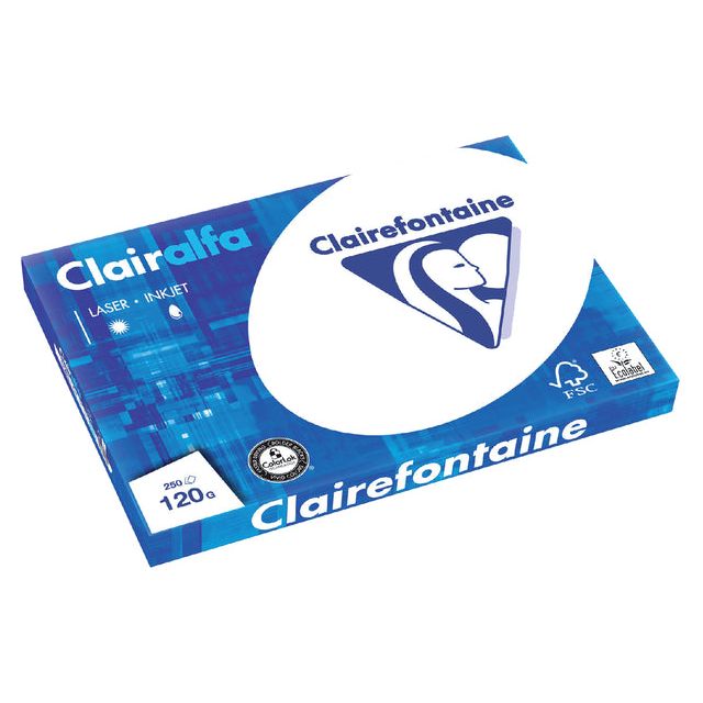 CLAIREFONTAINE - Copier Paper Clairefontaine Clairalfa A3 120GR WT | Pak une feuille de 250 | 5 pièces