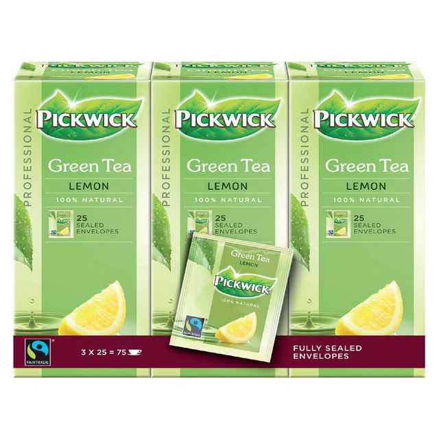 Pickwick - Thee Fair Trade green lemon 25x1.5gr | 3 stuks