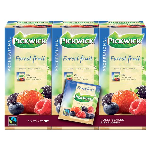 Pickwick - thé Pickwick Fair Trade Forest Fruit 25x1.5gr | Boîte extérieure un costume de 3 x 25 pièces