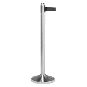 Securit -  Afzetpaal rvs met rolband 210cm zwart