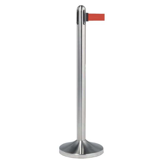 Securit - Afzetpaal RVS met rolband 210cm rood