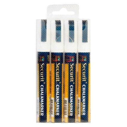 Securit - Pennarello a gesso SMA-510 diagonale bianco 2-6mm blister da 4 pezzi