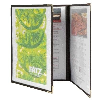 Securit - Carte de menu A4 3 parties pour 6 pages transparentes 3 pièces