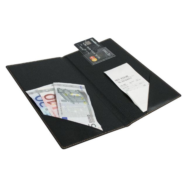 SECURIT - Dossier de paiement 23CMX13CM PU Leather Black | Blister un 1 morceau