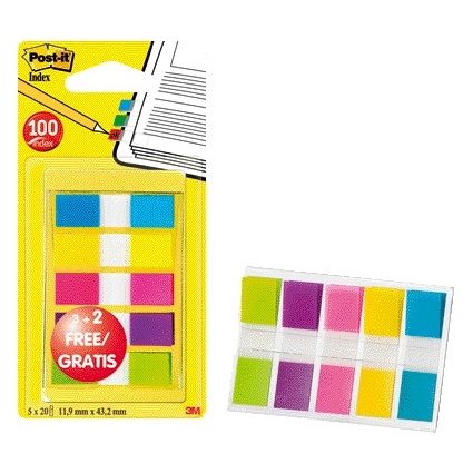 Post-it -  Indextabs  6835 11.9x43.1mm 3+2 assorti