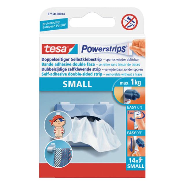 Tesa - Kleefstrips PowerStrips Small 1kg | Ein 14 -Stück packen