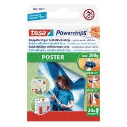 Tesa - Strisce adesive Powerstrips® poster bifacciale 20 pezzi blister da 20 pezzi