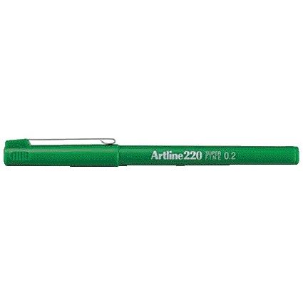 Artline - Fineliner 220 redondo super fino verde | 12 piezas