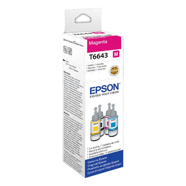 EPSON - Bouteille d'encre T664, 6 500 pages, OEM C13T664340, Magenta