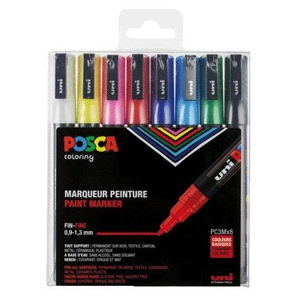 Posca - Paintmarker Uni PC fino surtido juego de 8 piezas