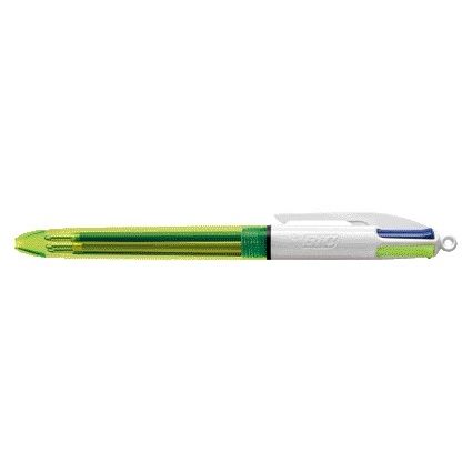 Bic - Ballpoint pen 4 colors medium fluoro yellow | 12 pieces