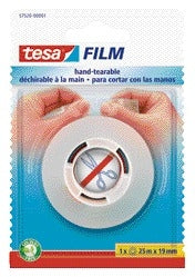 Tesa -  Plakband film 25mx19mm handscheurbaar tr | 6 stuks