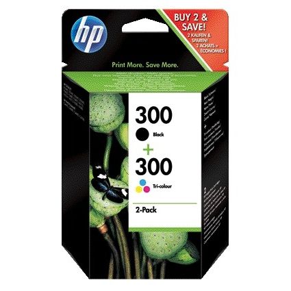 HP -  300 originele zwarte/drie-kleuren inktcartridges, 2-pack