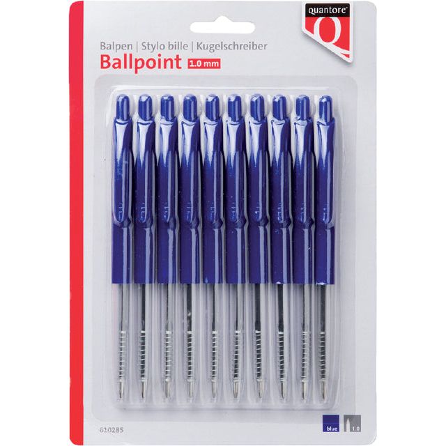 Quantore - Ballpen -Druckknopf blau | Blasen Sie ein 10 -Stück | 12 Stücke