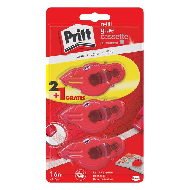 Pritt - Naffloling Glum Roller Permanent 2 + 1 gratuit | Blister un 3 pièces