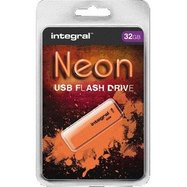 Integral - Clé USB 2.0 32 Go orange fluo