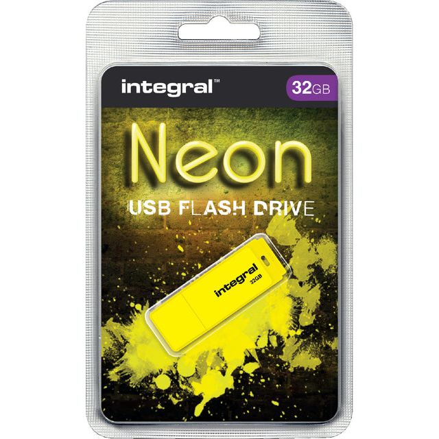 Integral - USB-stick 2.0 32GB neon geel