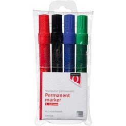 Quantore - Pennarello indelebile tondo 1-1,5mm assortiti 4 pezzi