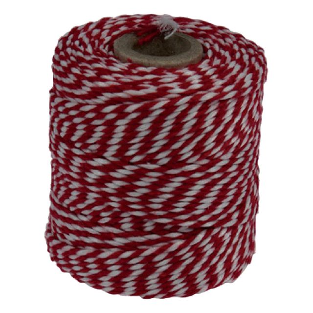 Quantore - Katoentouw, rood-wit, klos van 50 g, ongeveer 55 m