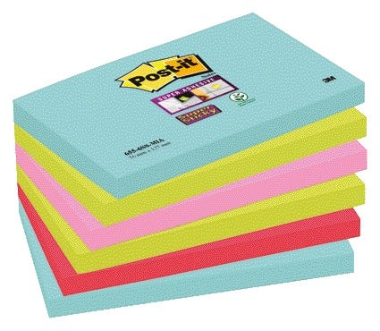 Post-it - Notas Super Sticky Cosmic, 90 hojas, pies 76 x 127 mm, paquete de 6 blocs