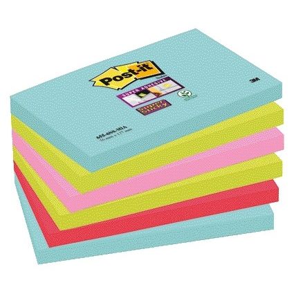 Post-it - Notas Super Sticky Cosmic, 90 hojas, pies 76 x 127 mm, paquete de 6 blocs