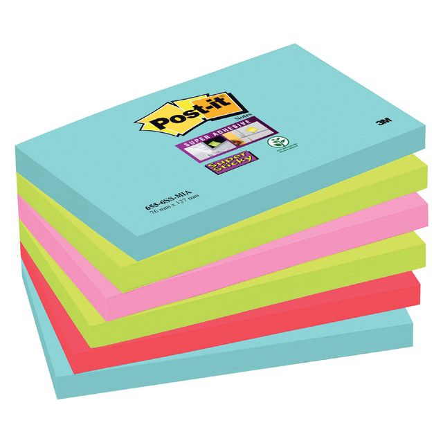 Post -it - Mémoblok 655 Super Sticky 76x127mm Miami