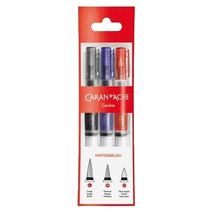 Caran d'ache - Pennello medio, largo, punta in fibra set da 3 pz