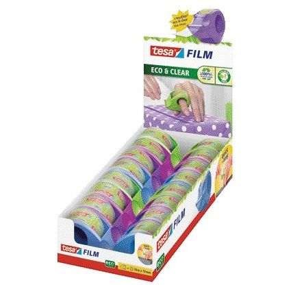 Tesa - Portacinta adhesiva film® Mini Dispensador ecoLogo® + cinta adhesiva Eco+Clear 10m x 19mm | 16 piezas