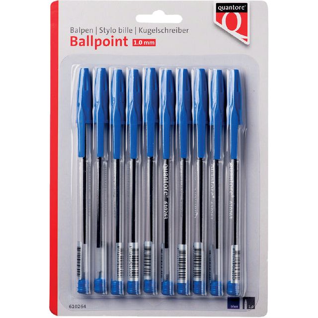 Quantore - Balpen stick blauw blister | 12 stuks