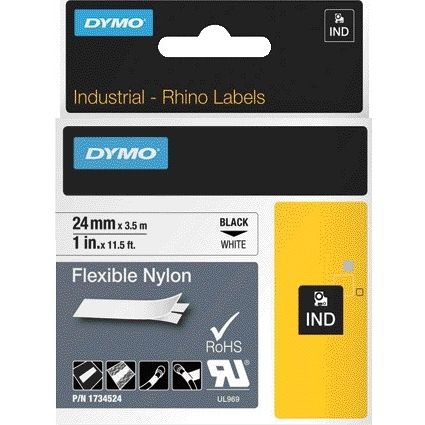 Dymo - Labele rhino nylon industrial 24mm blanco