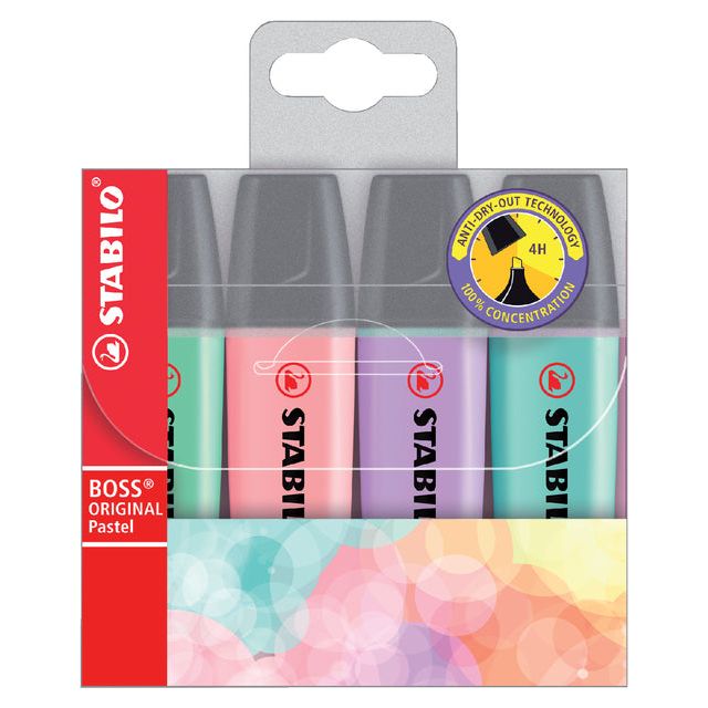 Stabilo - Marking Marker Boss 70/4 4st Pastel Assorti | Enui un 4 pièces