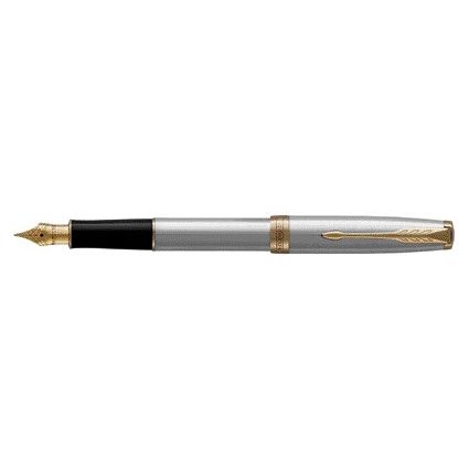 Parker - Penna stilografica Sonnet in acciaio inossidabile GT fine