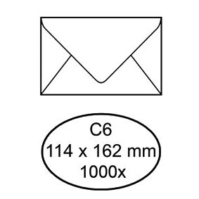 IEZZY - Envelope bank C6 114x162mm gummed white 1000 pieces