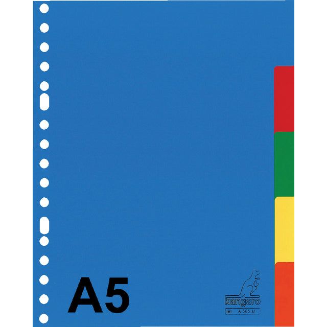 Kangaro - Tabbladen A5 17-gaats A505M 5-delig assorti PP | 25 stuks