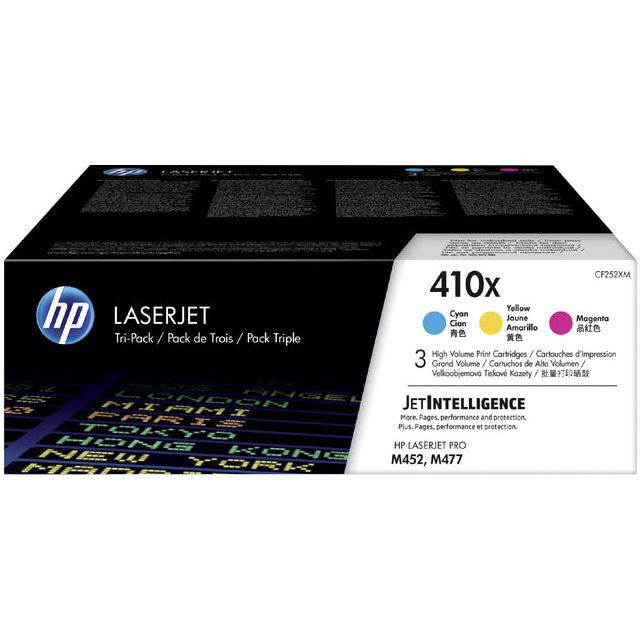 HP - toner 410X, 5.000 pagina's, OEM CF252XM, cyaan, magenta en geel