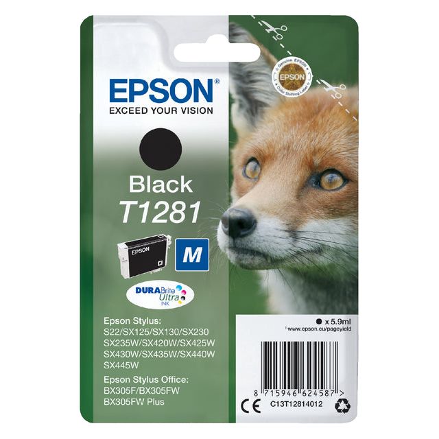 Epson - inktcartridge T1281, 170 pagina's, OEM C13T12814012, zwart