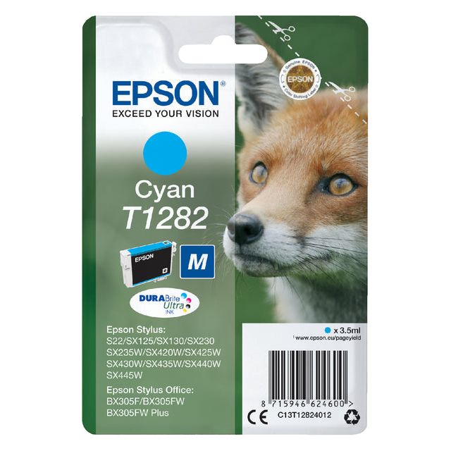 EPSON - CARTRIDE DE L'ENK T1282, 175 pages, OEM C13T12824012, Cyan