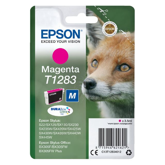 EPSON - Cartridge à l'encre T1283, 140 pages, OEM C13T12834012, Magenta