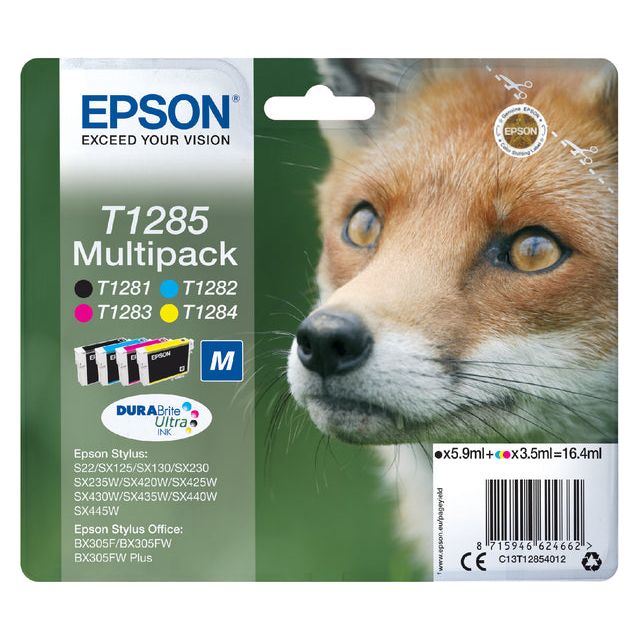 Epson - Inkcartridge Epson T1285 Schwarz + 3 Farben | Blasen Sie ein 4 -Stück