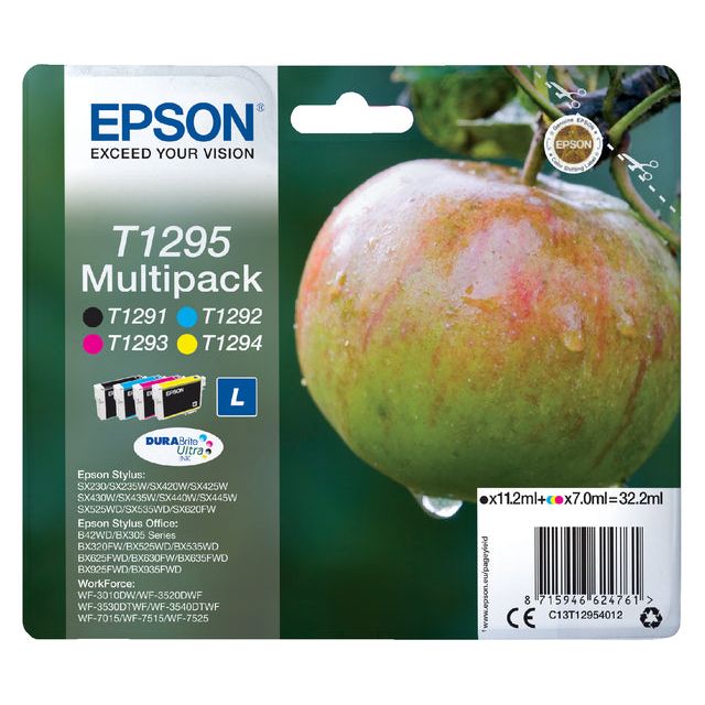 EPSON - Tintenpatrone EPSON T1295 Schwarz + 3 Farben | Blasen Sie ein 4 -Stück