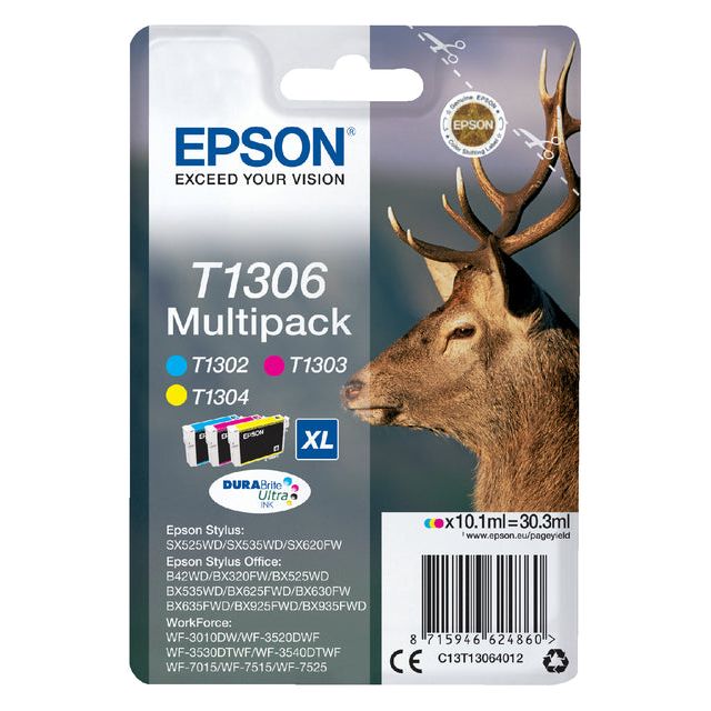 EPSON - Cartouche d'encre Epson T1306 3 couleurs | Blister un 3 pièces