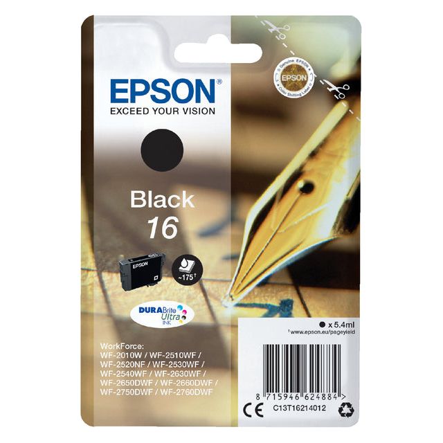 Epson - Tintenpatrone Epson 16 T1621 Black | Blasen Sie ein 1 Stück