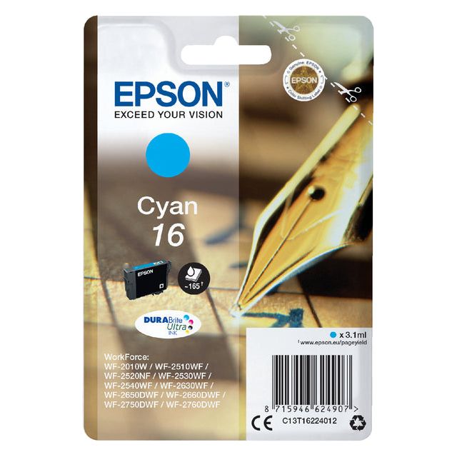 Epson - Inkcartridge Epson 16 T1622 Blue | Blister un 1 morceau