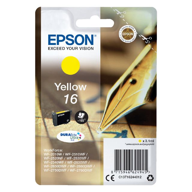 EPSON - Cartridge à encre Epson 16 T1624 Jaune | Blister un 1 morceau