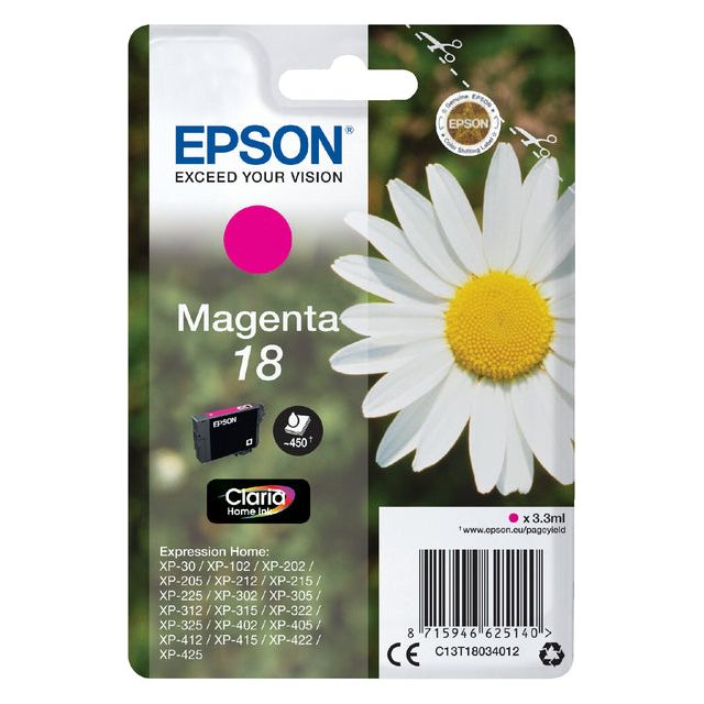 EPSON - Cartouche d'encre Epson 18 T1803 Red | Blister un 1 morceau