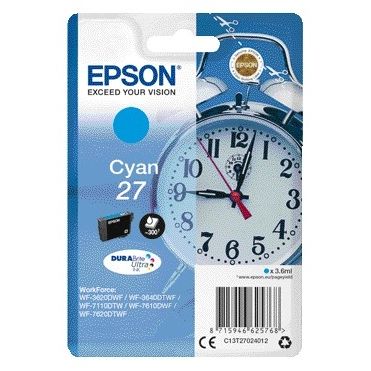 Epson -  Alarm clock Singlepack Cyan 27 DURABrite Ultra Ink