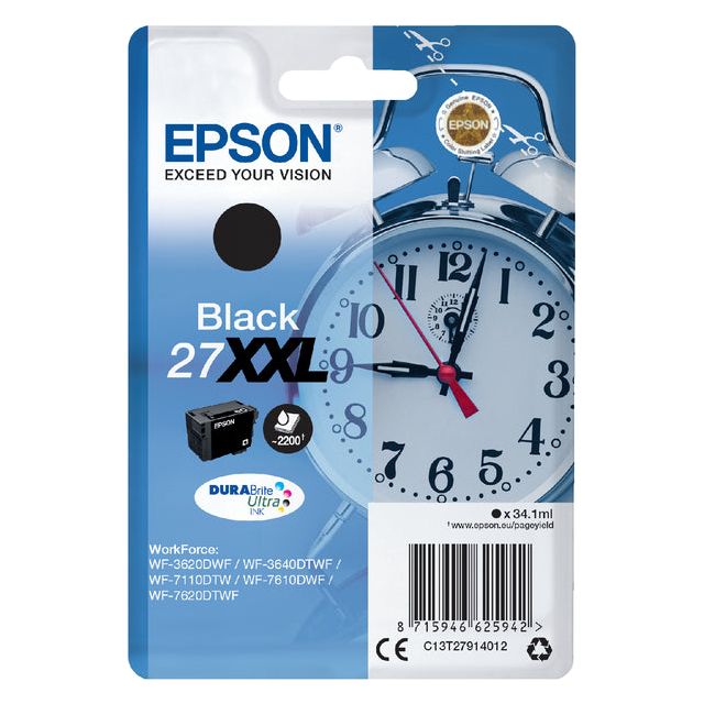 Epson - Inkcartridge Epson 27xxl T2791 Black | Blasen Sie ein 1 Stück