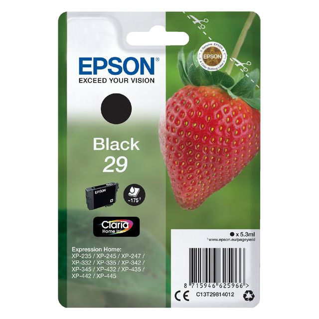 Epson - Tintenpatrone 29, 175 Seiten, OEM C13T29814012, Schwarz