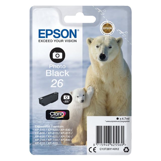 Epson - Inkcartridge Epson 26 T2611 Foto Schwarz | Blasen Sie ein 1 Stück